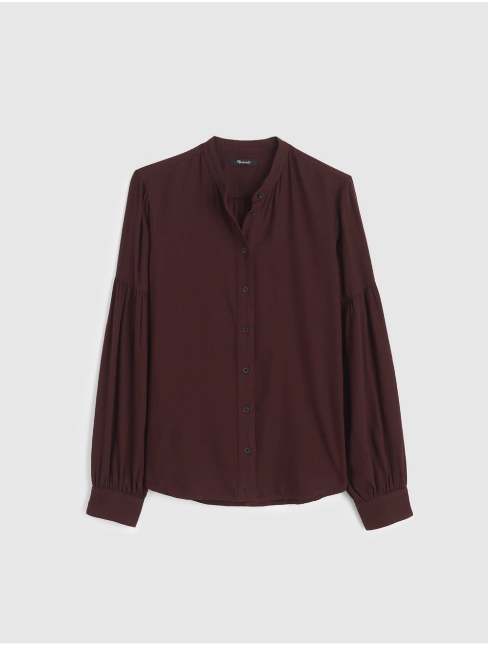 NWT Madewell Stand-Collar Button-Up Shirt in Espresso Bean, sz Small